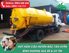 Hút hầm cầu huyện Bắc Tân Uyên giá rẻ, phục vụ 24h, thông hút sạch sẽ