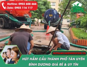 Hút hầm cầu Thành phố Tân Uyên giá rẻ, chất lượng ✔️Phục vụ 24/7